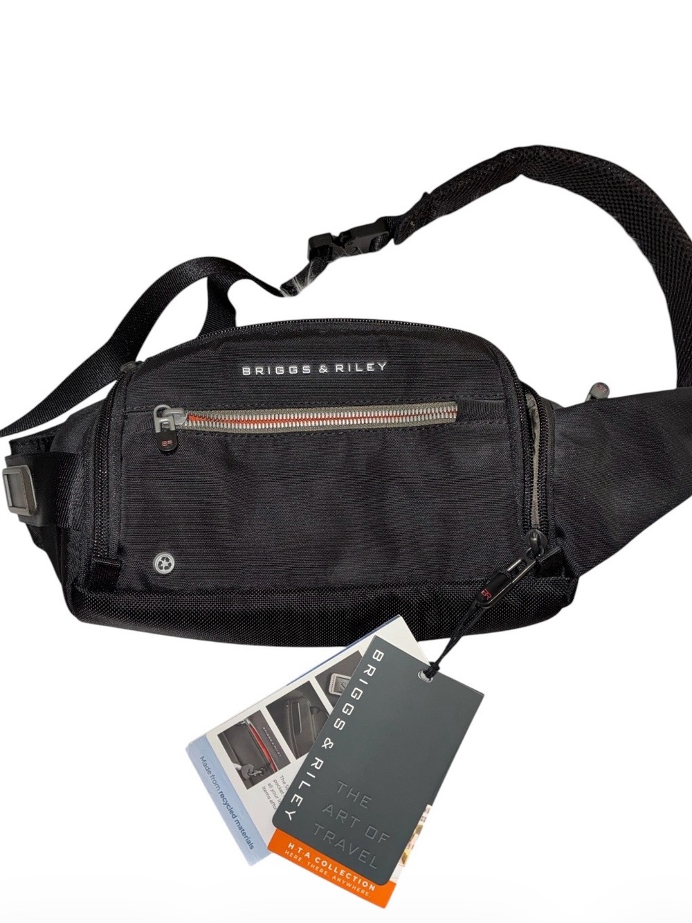 NWT Briggs & Riley Black Belt Bag with Front Zip Pocket